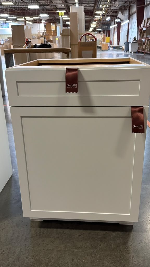 Grabill base cabinet with Shaker door at the factory